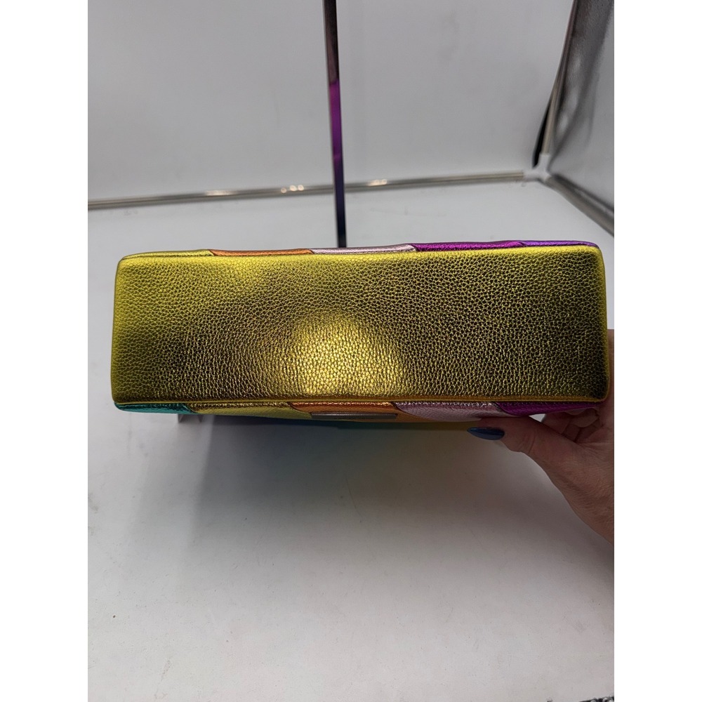 Kurt Geiger London Leather Kensington Bag Rainbow Metallic Stripe Eagle Head NEW - Picture 11 of 12